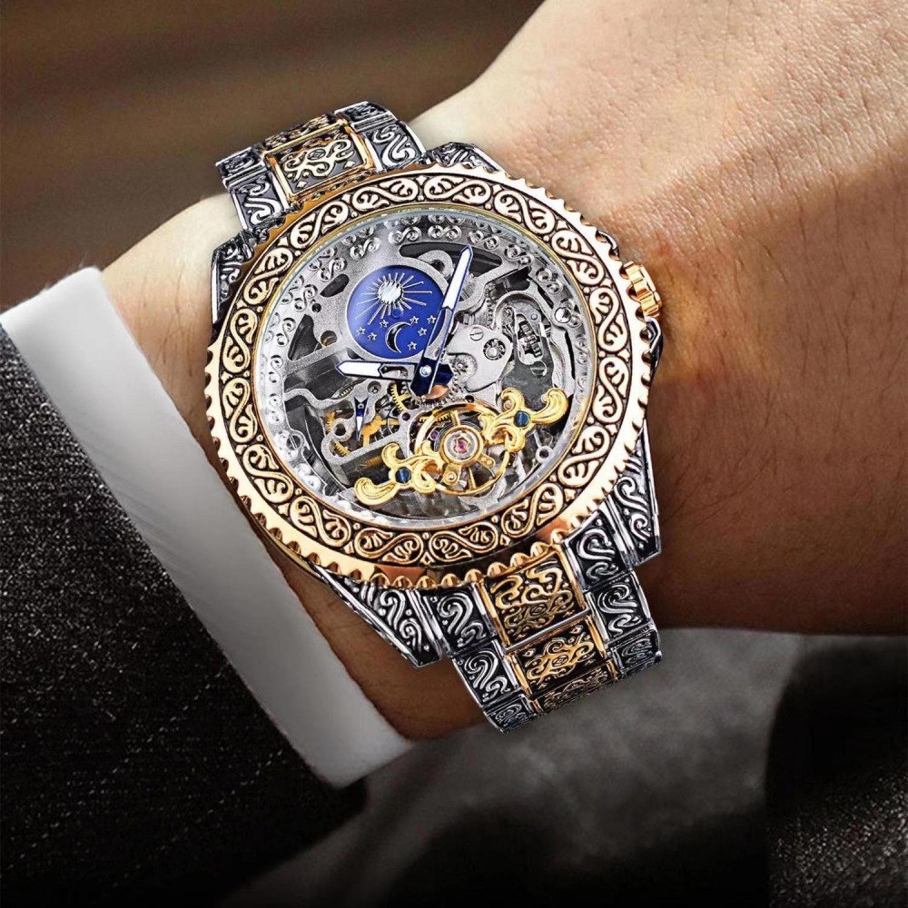 Luxury Watch Engraving - High-End Retro Men's Fully Automatic Mechanical