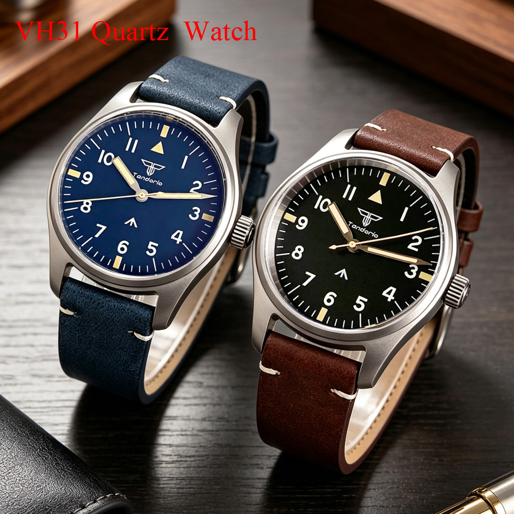 Titanium Sport Watch - Tandorio 39mm AR Sapphire Titanium Case