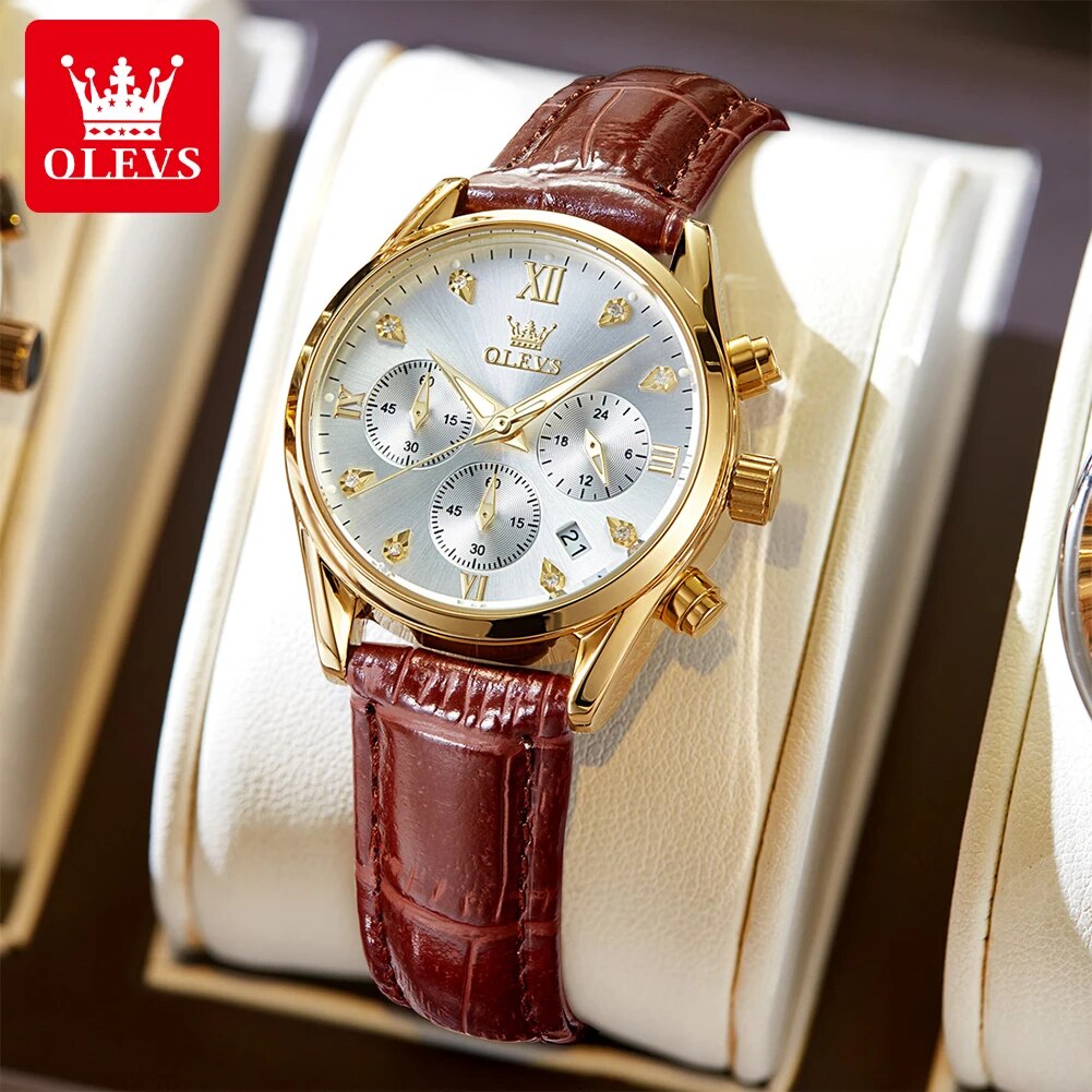 OLEVS 5523 Women's Watches Lea - Luxury Watch With Leather Strap review and price