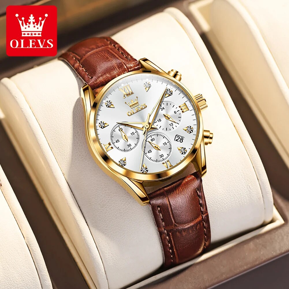 OLEVS 5523 Women's Watches Lea - Luxury Watch With Leather Strap review and price