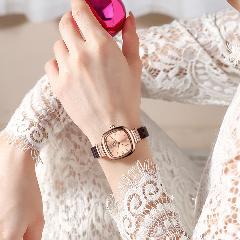 Women's Rose Gold Square Watch - Luxury Watch With Leather Strap review and price