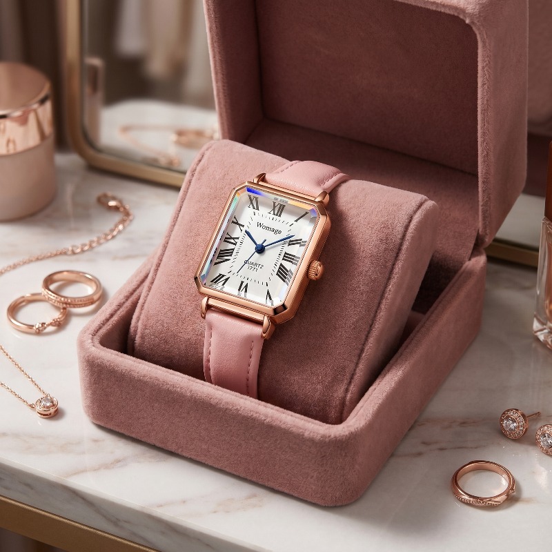 Fashion Rectangle Quartz Watch - Luxury Watch With Leather Strap review and price