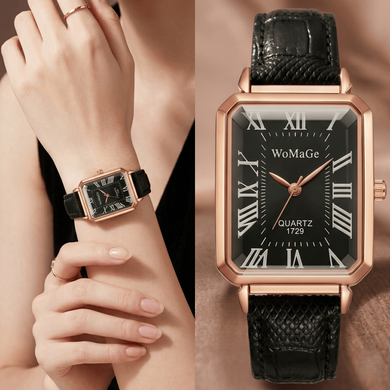 Fashion Rectangle Quartz Watch - Luxury Watch With Leather Strap review and price