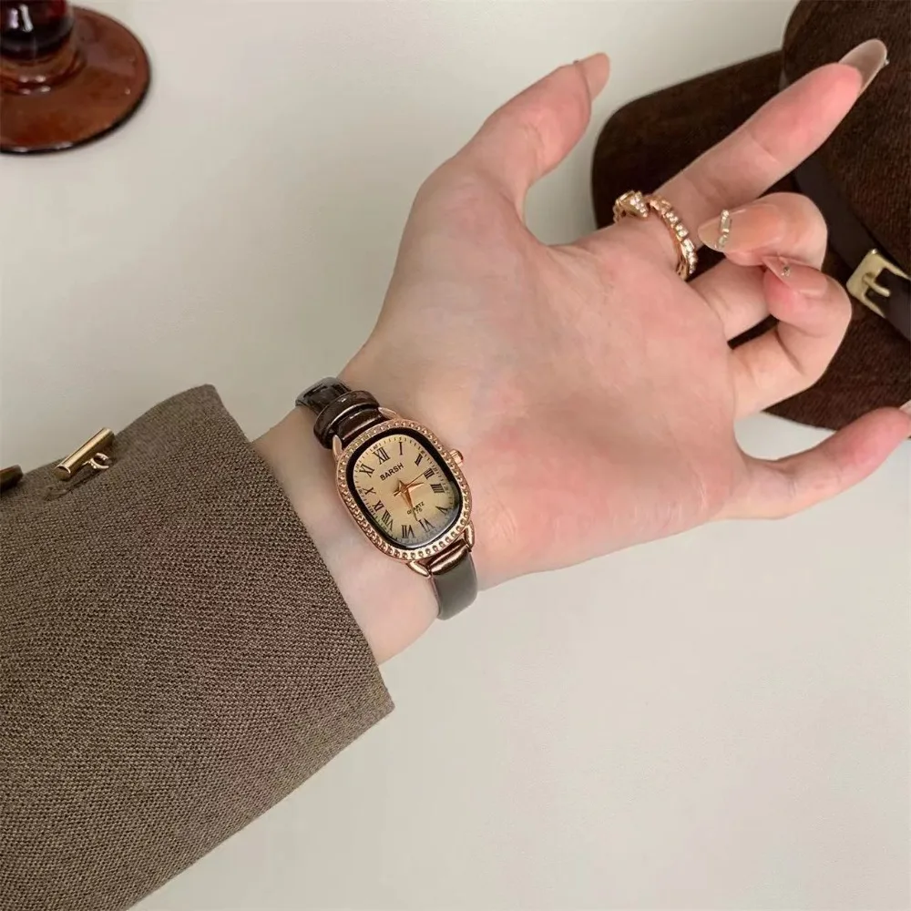 Famous Brand Women Diamond Ova - Luxury Watch With Leather Strap review and price